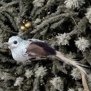 New 12 CLW Catherine Lillywhite's Silver Glitter Clip-On Birds Decor Holidays